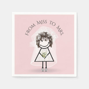 Bride Stick Girl in Sneakers with Daisy Bouquet   Napkins