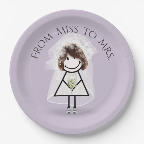 Bride Stick Girl In Sneakers with Daisy Bouquet Paper Plates