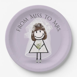 Bride Stick Girl In Sneakers with Daisy Bouquet Paper Plates