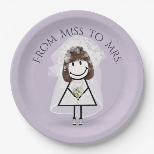 Bride Stick Girl In Sneakers with Daisy Bouquet  Paper Plates