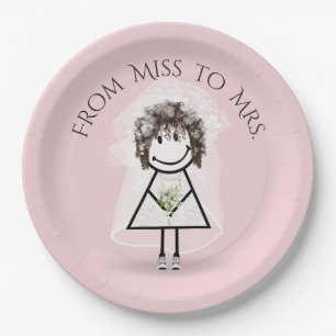 Bride Stick Girl In Sneakers with Daisy Bouquet  Paper Plates