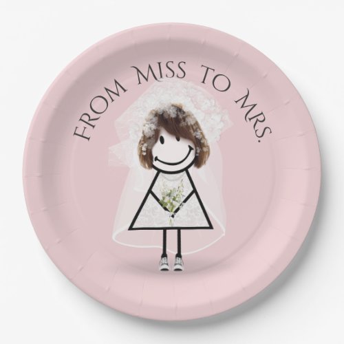 Bride Stick Girl In Sneakers with Daisy Bouquet  Paper Plates