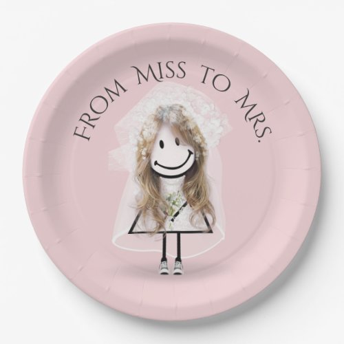 Bride Stick Girl In Sneakers with Daisy Bouquet  Paper Plates