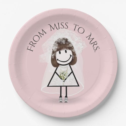 Bride Stick Girl In Sneakers with Daisy Bouquet Paper Plates