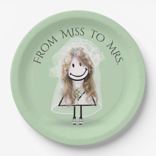 Bride Stick Girl In Sneakers with Daisy Bouquet Paper Plates