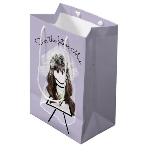 Bride Stick Girl with Daisy Bouquet  Medium Gift Bag