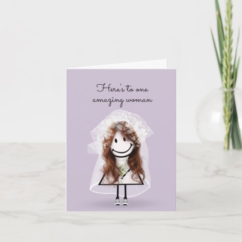 Bride Stick Girl with Sneakers and Daisies  Card