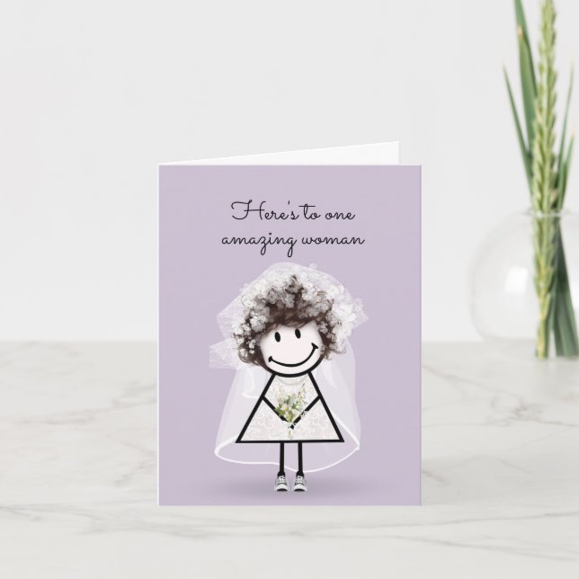 Bride Stick Girl with Sneakers and Daisies   Card (Front)