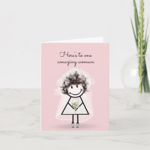 Bride Stick Girl with Sneakers and Daisies Card