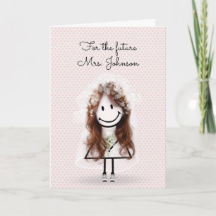 Bride Stick Girl with Sneakers and Daisies Card