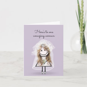 Bride Stick Girl with Sneakers and Daisies Card
