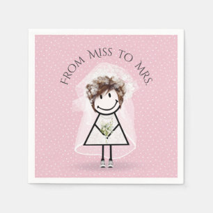 Bride Stick Girl with Sneakers on Dots  Napkins