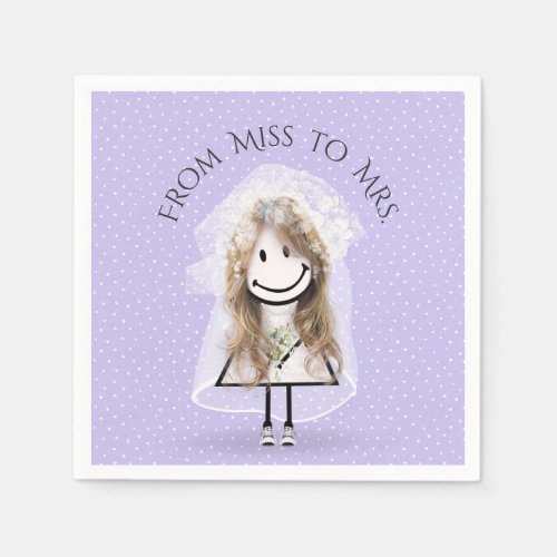 Bride Stick Girl with Sneakers on Dots Napkins