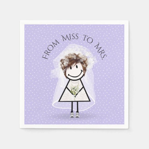 Bride Stick Girl with Sneakers on Dots Napkins