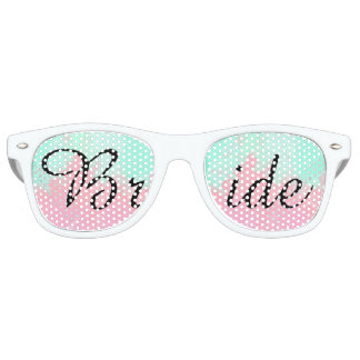 Bride Summer Pink Teal Watercolor Wedding Retro Sunglasses