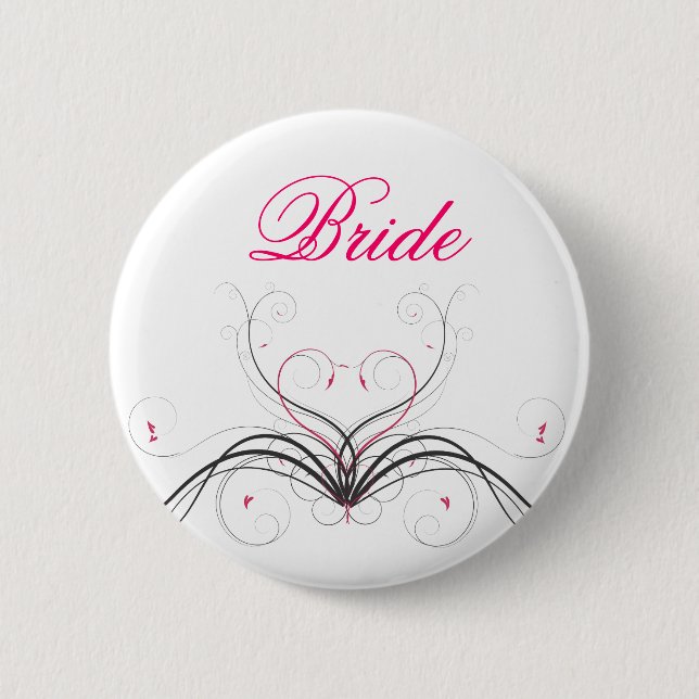 Bride Swirl Heart Button (Front)