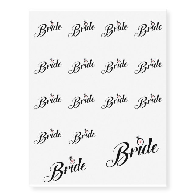 Bride T-Shirt Temporary Tattoos (Front)