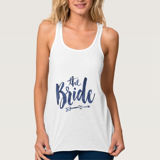 Bride Tank Top - Navy Watercolor (Front)