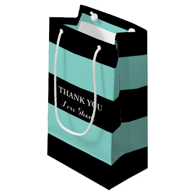 BRIDE Teal Blue And Black Shower Party Small Gift Bag (Front Angled)