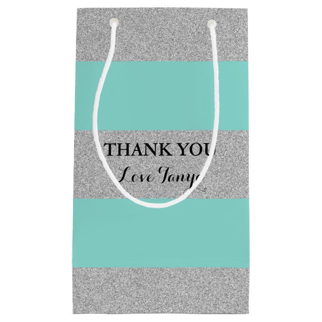 BRIDE Teal Blue And Silver Shower Party Small Gift Bag (Front)