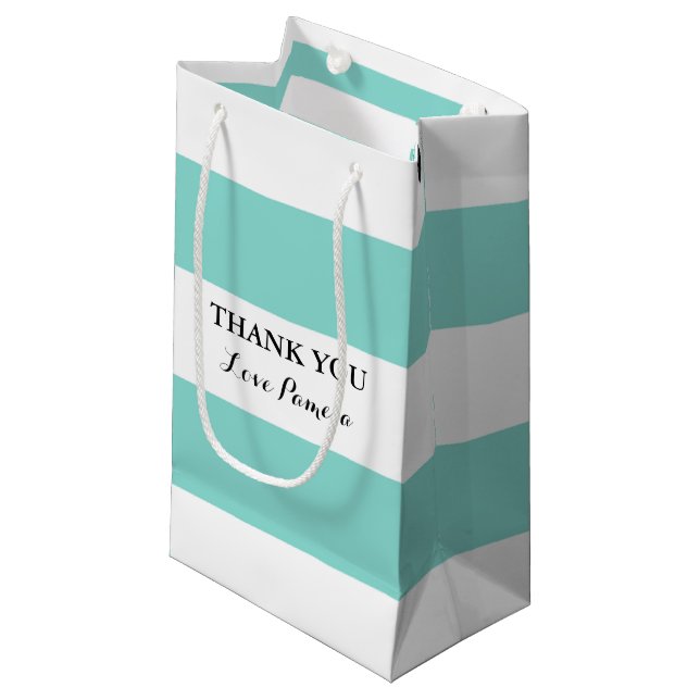 BRIDE Teal Blue And White Shower Party Small Gift Bag (Front Angled)