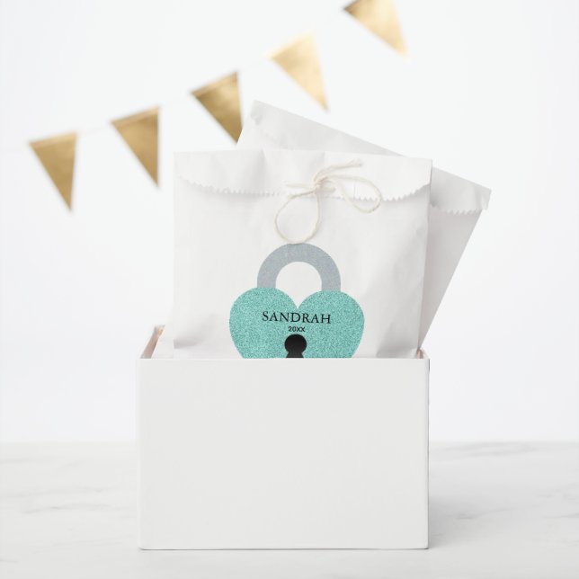 BRIDE Teal Blue Celebration Shower Party Favor Bag (Party)