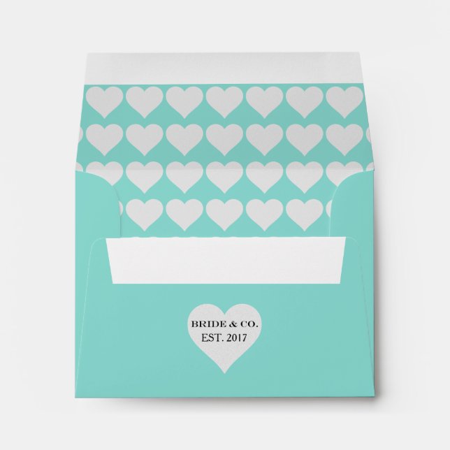 BRIDE Teal Blue & Silver Hearts Shower Party Envelope (Back (Bottom))