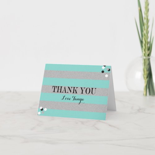 Bride Teal Blue  Silver Personal Shower Party Thank You Card