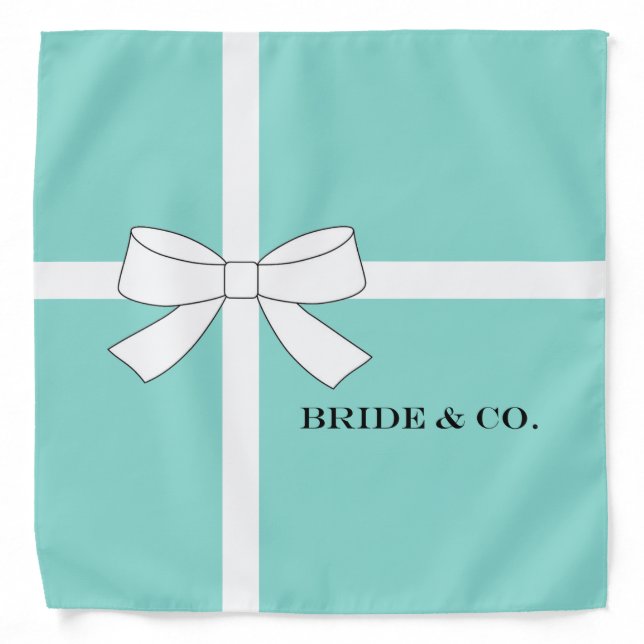 BRIDE Teal Blue Tiara Personalized Party Shower Bandana (Front)