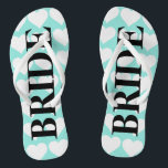 BRIDE Teal Blue Wedding Bridal Party Bride Flip Flops<br><div class="desc">Put a smile on her face when she receives these fun flip flops, be sure to give her the matching bag, she will love this fabulous gift! Look for coordinating groom flip flops, it makes the perfect Jack and Jill party gift set! All part of the BRIDE & CO. collection....</div>