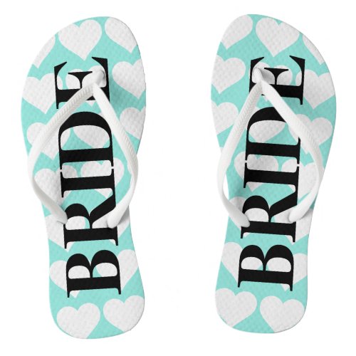 BRIDE Teal Blue Wedding Bridal Party Bride Flip Flops