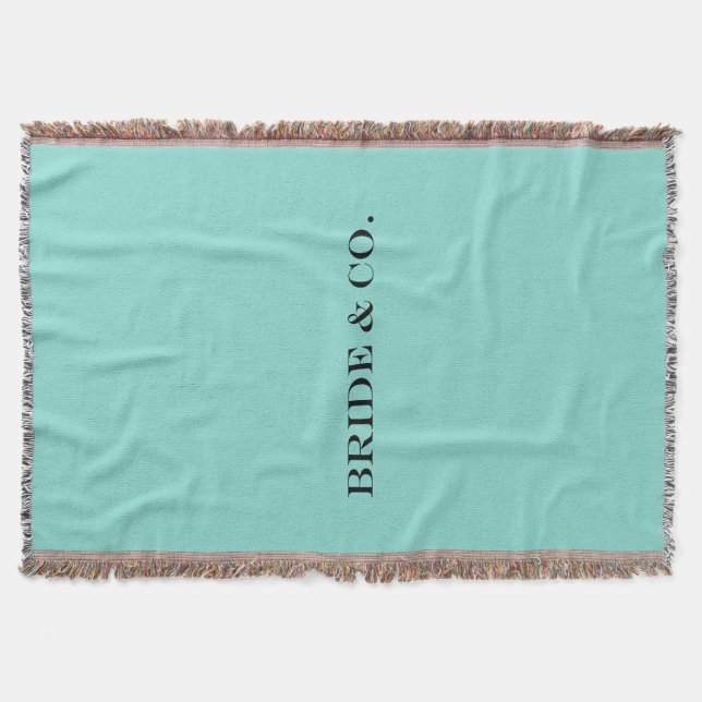 BRIDE Teal Blue Wedding Bridal Party Room Decor Throw Blanket (Front)