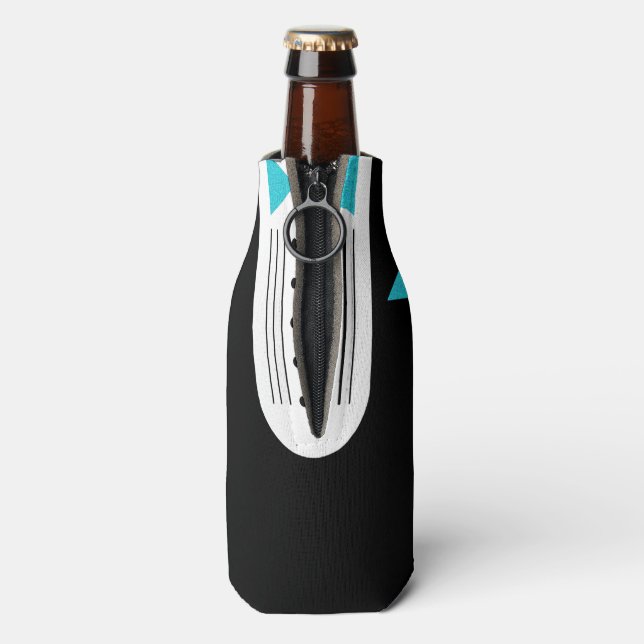 BRIDE Teal Tuxedo Bridal Party Be My Groomsmen Bottle Cooler (Bottle Back)