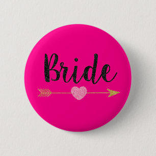 Bride Team Bride Hot Pink Pinback Button
