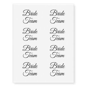 Bride Team Simple Chic Modern Wedding Temporary Tattoos