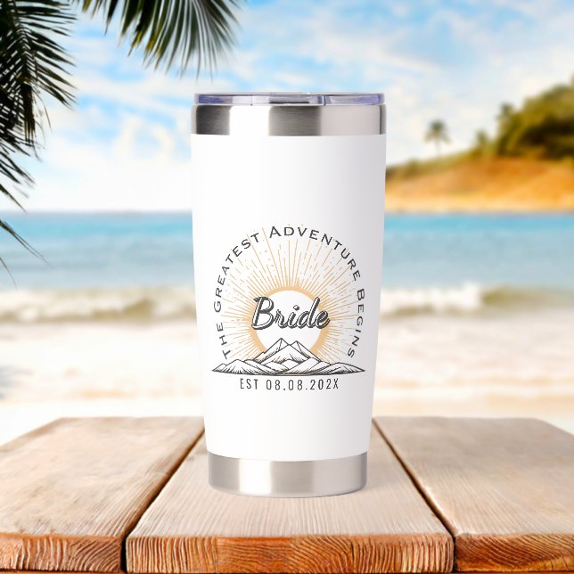 Bride The Greatest Adventure Begins Insulated Tumbler (Beach (Rotated))