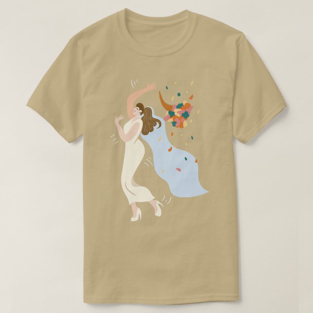 Bride Throwing Flower Bouquet Wedding Woman Girl  T-Shirt (Design Front)