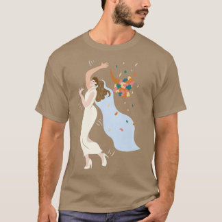 Bride Throwing Flower Bouquet Wedding Woman Girl  T-Shirt
