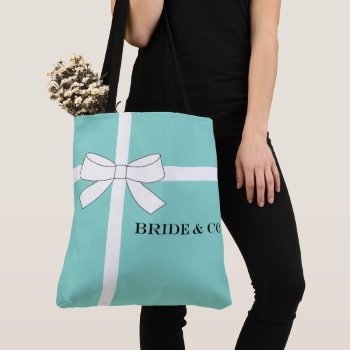 Bride Tiara Teal Blue Bridal Wedding Shower Party Tote Bag by Ohhhhilovethat at Zazzle