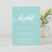 Bride To Be, Aqua Blue Bridal Shower Invitations (Standing Front)
