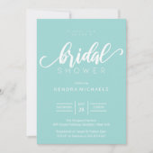 Bride To Be, Aqua Blue Bridal Shower Invitations (Front)