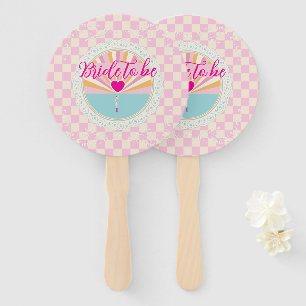 Bride to be Bachelorette Party Pink Plaid Checked Hand Fan