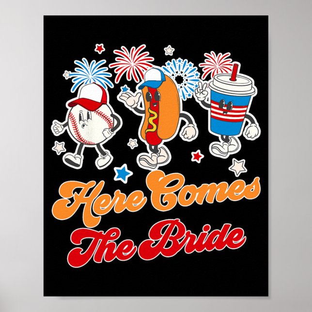 Bride To Be Baseball Bachelorette Party Here Comes Poster (Front)