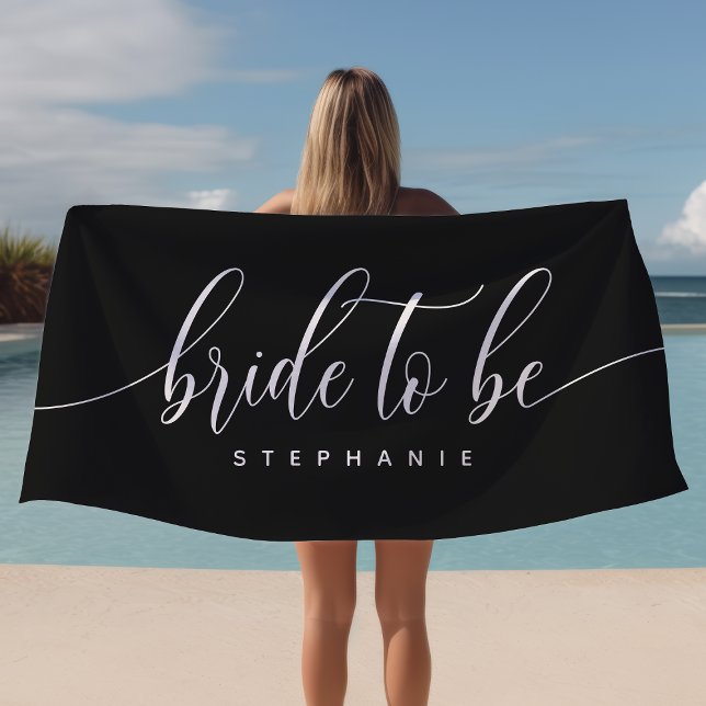 Bride To Be Black Hen Party Personalized  Beach Towel (Creator Uploaded)