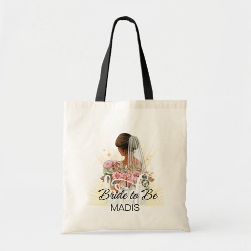 Bride to Be Black Modern Script Custom Wedding Tot Tote Bag