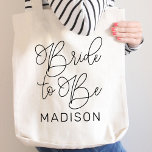 Bride to Be Black Modern Script Custom Wedding Tote Bag<br><div class="desc">Modern and casual chic black calligraphy script "Bride to Be" women's bridal wedding tote bag features custom text that can be personalized with the bride's first name. Perfect accessory for the bachelorette party and the wedding weekend!</div>