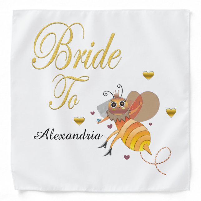 Bride To Be Bridal Elegant Wedding Personalize Bandana (Front)