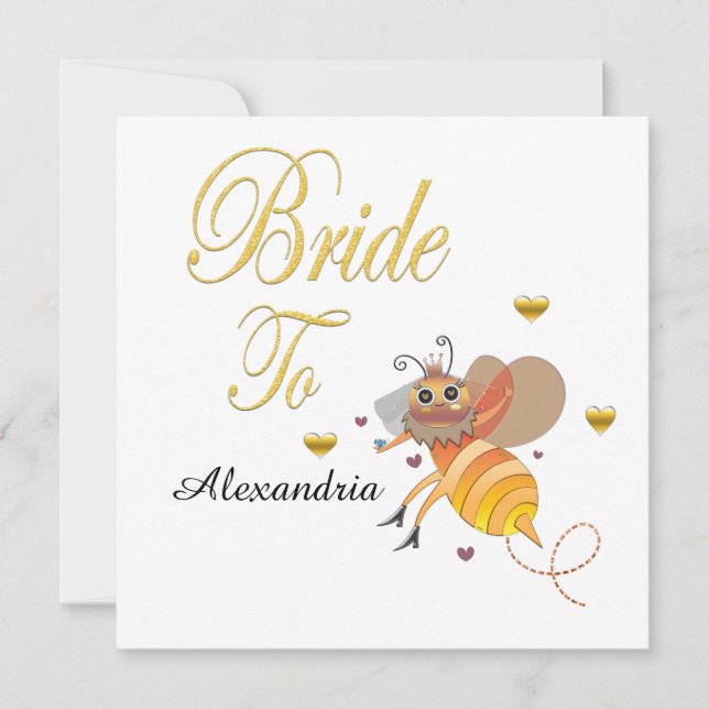 Bride To Be Bridal Personalize Flat Card (Front)