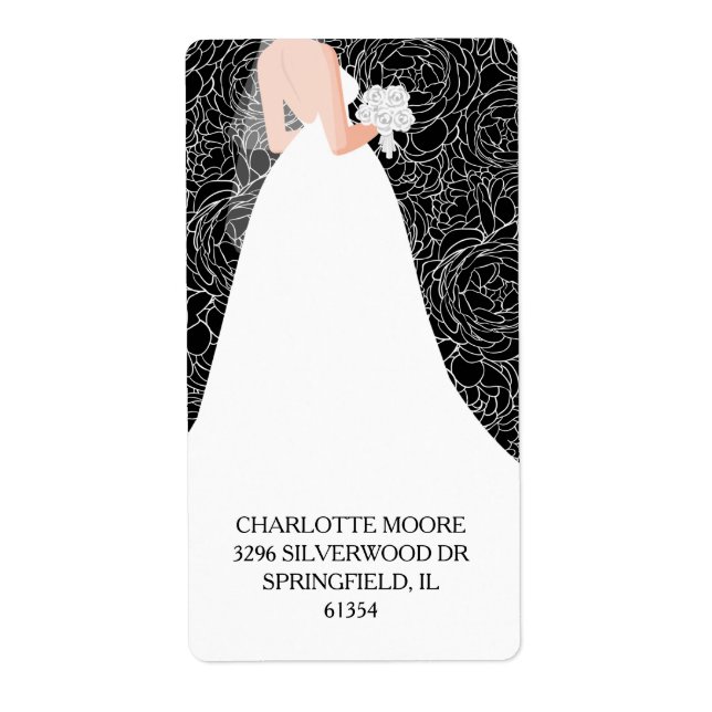 Bride to Be Bridal Shower Black Return Address Label (Front)