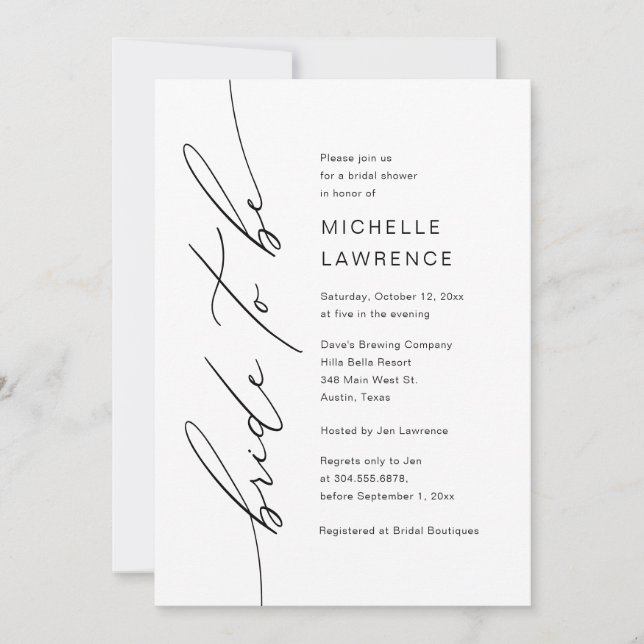 Bride to be, Bridal Shower Dinner Party Invitation (Front)